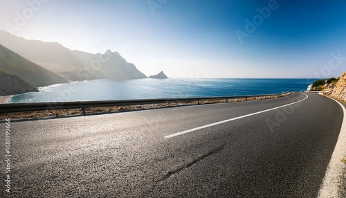 asphalt road and sea coast line side view