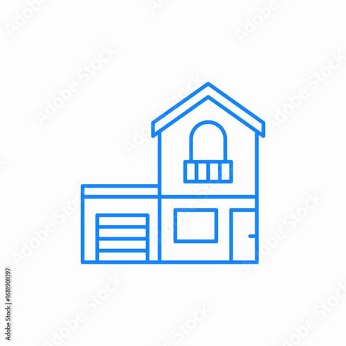 house with garage icon sign vector