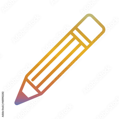 Vector graphic of a minimalist pencil icon with a colorful gradient. Thin line art symbol for creativity, education, and design