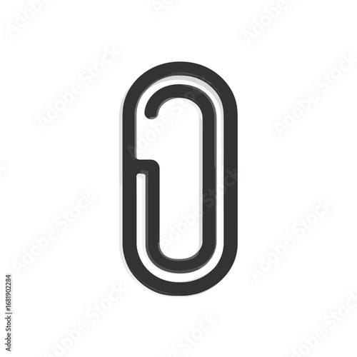 Isolated paperclip attachment icon with a modern, minimalist design. Simple black and white vector graphic for office supply and document organization concepts