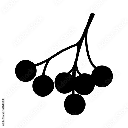 Black Silhouette of Berries on a Branch, Simple yet Eye Catching Artwork