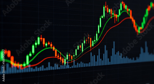 Wallpaper Mural Dynamic finance dashboards: rising charts, bars, and neon trend lines Torontodigital.ca