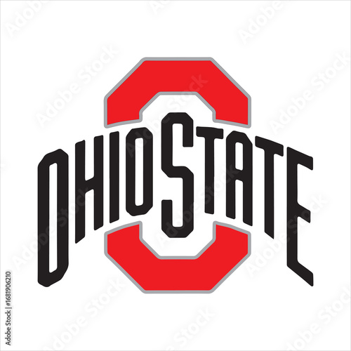 Ohio State University Logo Vector Design,Classic Ohio State Emblem Illustration,Red and Gray Ohio State Symbol Graphic,College Sports Team Ohio State Logo,Ohio State Athletic Logo Artwork