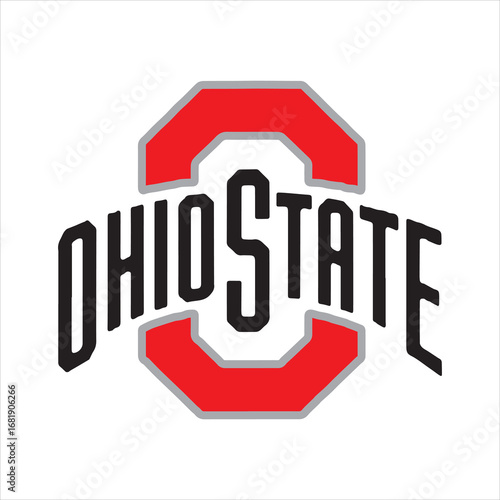 Ohio State University Logo Vector Design,Classic Ohio State Emblem Illustration,Red and Gray Ohio State Symbol Graphic,College Sports Team Ohio State Logo,Ohio State Athletic Logo Artwork