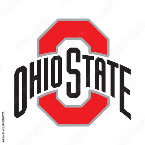 Ohio State University Logo Vector Design,Classic Ohio State Emblem Illustration,Red and Gray Ohio State Symbol Graphic,College Sports Team Ohio State Logo,Ohio State Athletic Logo Artwork