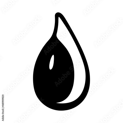 Abstract liquid droplet icon in black and white graphic design