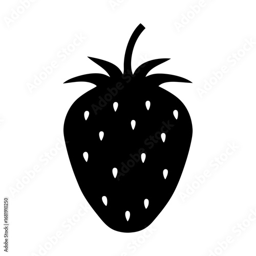 Simple and elegant strawberry silhouette with clear seed markings on its body