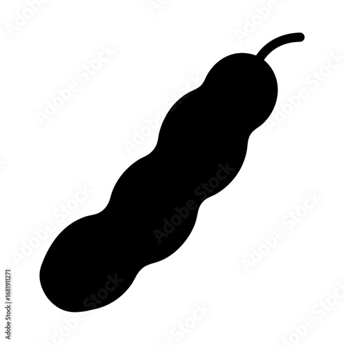 Stylized black tamarind pod vector illustration on an isolated white background