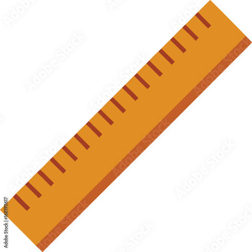 Wooden Ruler Straight Edge on Transparent Background