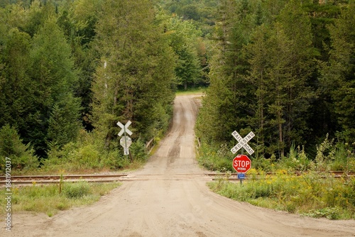 Картината върху платно Railroad crossing on a dirt road in West Burke, Vermont
