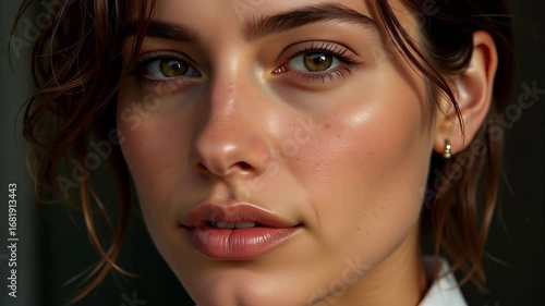 Wallpaper Mural A photorealistic portrait with natural shadows and subtle movement, capturing a lifelike quality, perfect for professional use. Torontodigital.ca