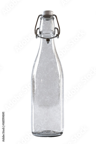 Clear glass bottle with a metal clasp top