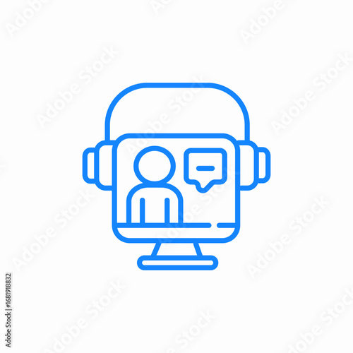 headset chat icon sign vector
