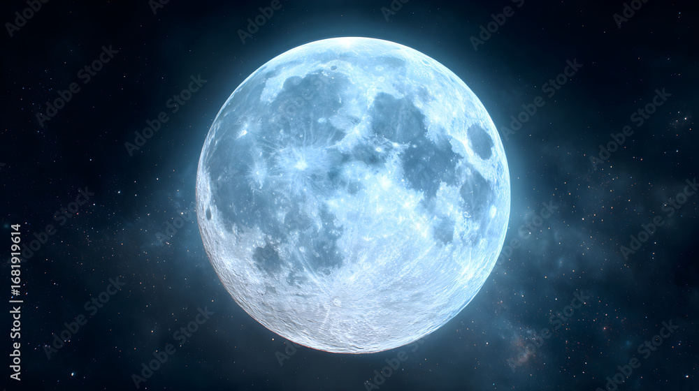 Fototapeta premium Blue moon in the night sky. Super blue full moon night sky. 