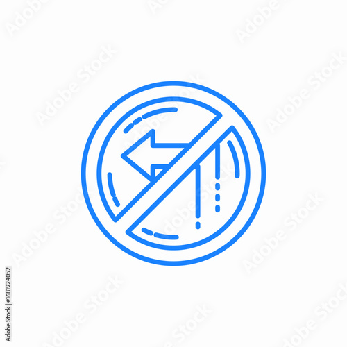 turning left prohibited icon sign vector