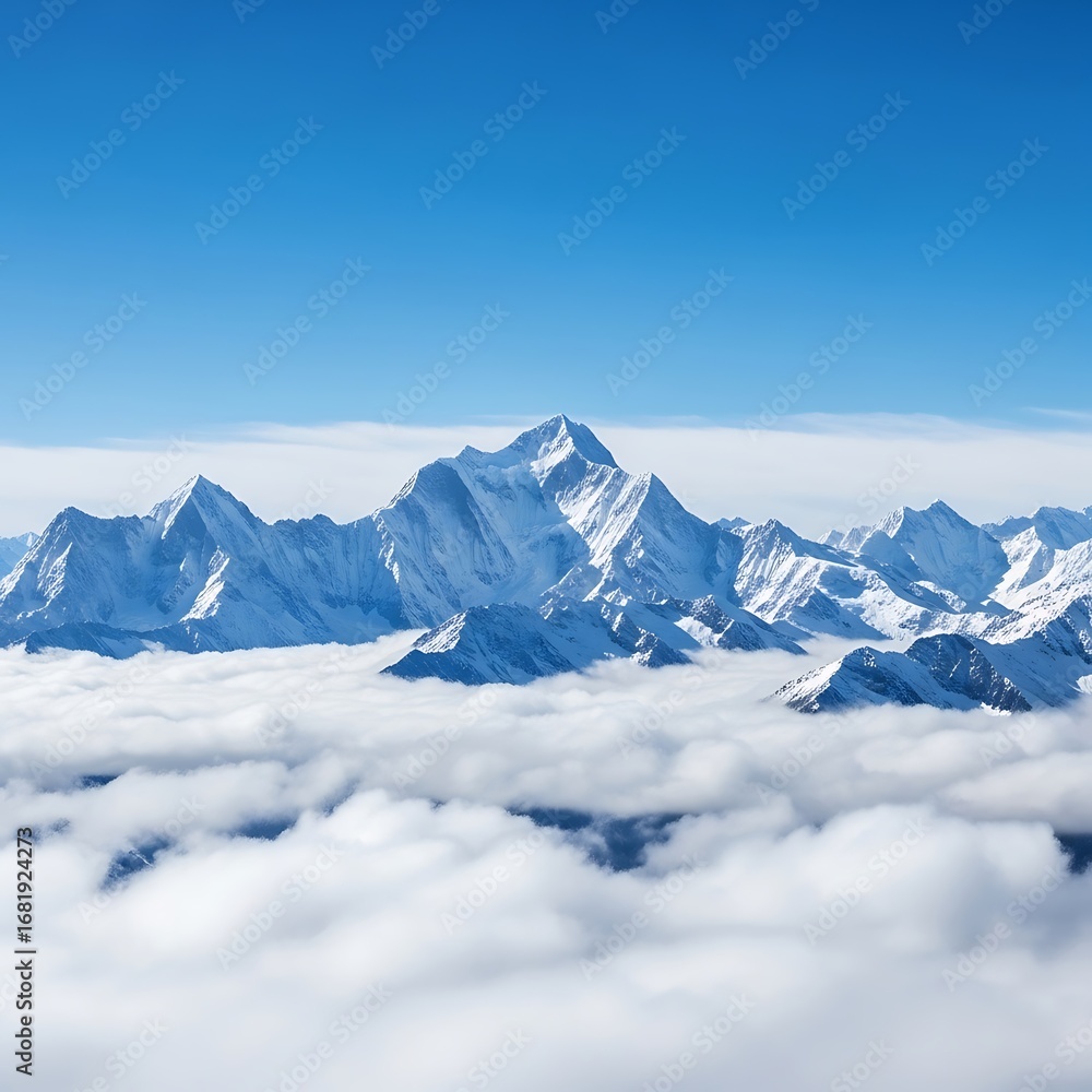 Obraz premium Majestic snowcapped mountains towering above a sea of clouds