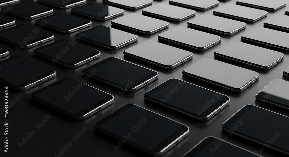 Obraz premium Pattern of smartphones in alternating black and white