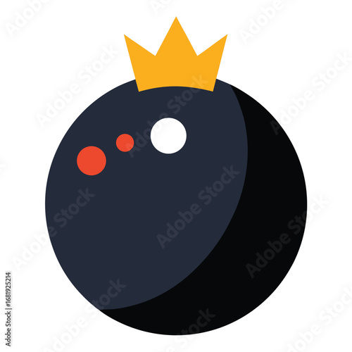 Bowling Ball with Crown Flat Vector Illustration