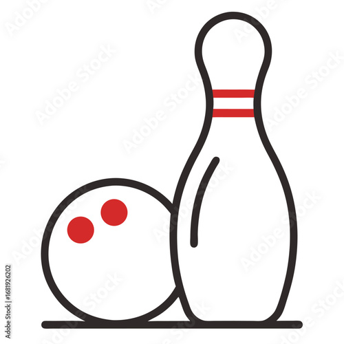 Simple Line Art Bowling Pin and Ball Vector