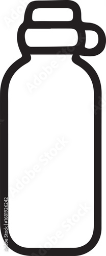Simple line art icon of a water bottle with a cap and loop for carrying hydration