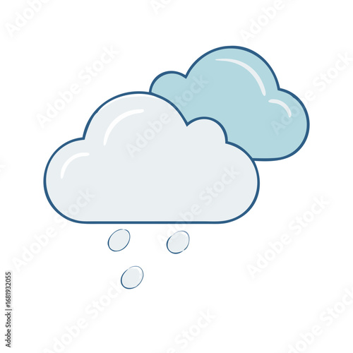 Illustration of weather forecast with raining cloud and one smaller cloud
