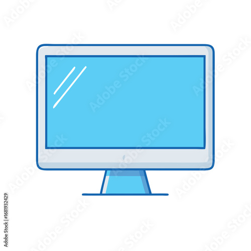 Modern cartoon style computer screen with a simple and vibrant design