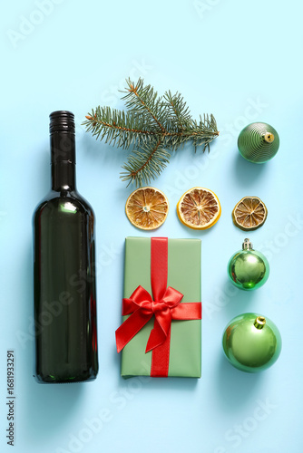 Bottle of wine with Christm...