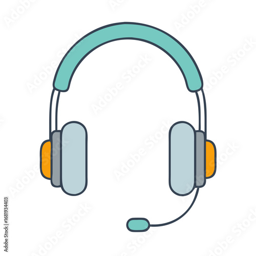 Cute and Simple Headset Illustration with Microphone, Perfect for Communication