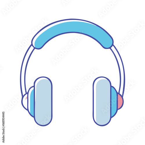 Stylized blue and light blue headphones, music device for listening