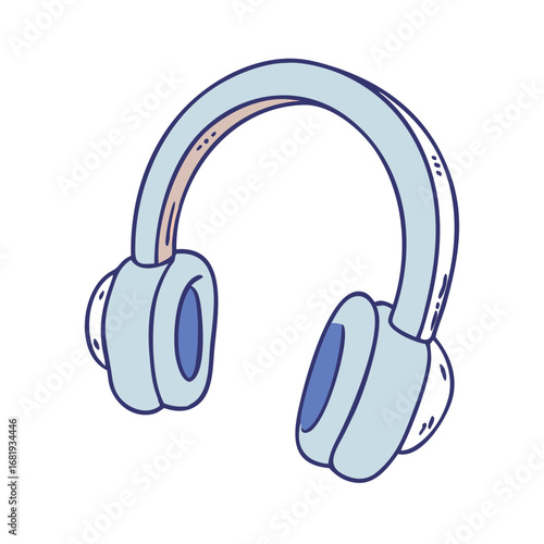 Pastel blue overear headphones with dark blue accents for audio listening