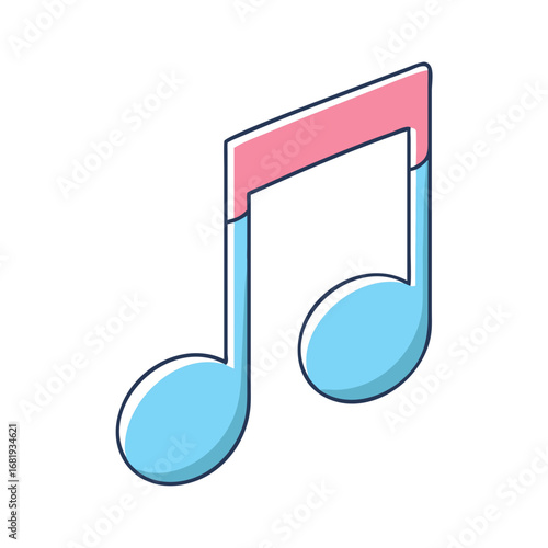Cute and colorful cartoon eighth note illustration for music themes