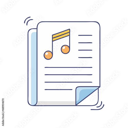 Stylized Icon of a Sheet Music with a Bent Corner Detail