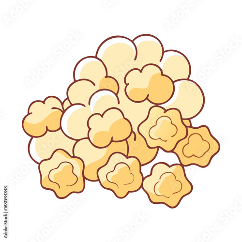 A cartoon illustration of a pile of popcorn snack for movies