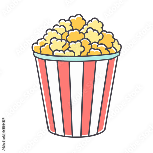 Delicious bucket of popcorn in a striped container ready to be eaten