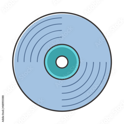 Vector Illustration of a Vintage Light Blue Vinyl Record with Teal Center