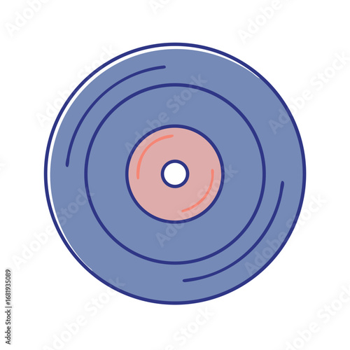 Stylized vinyl record illustration with soft blue and peach tones creating a minimalist aesthetic