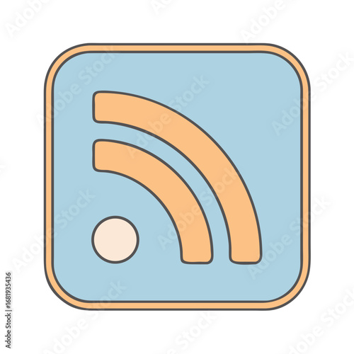 Stylized RSS Feed Icon with Pastel Colors and Rounded Square Frame