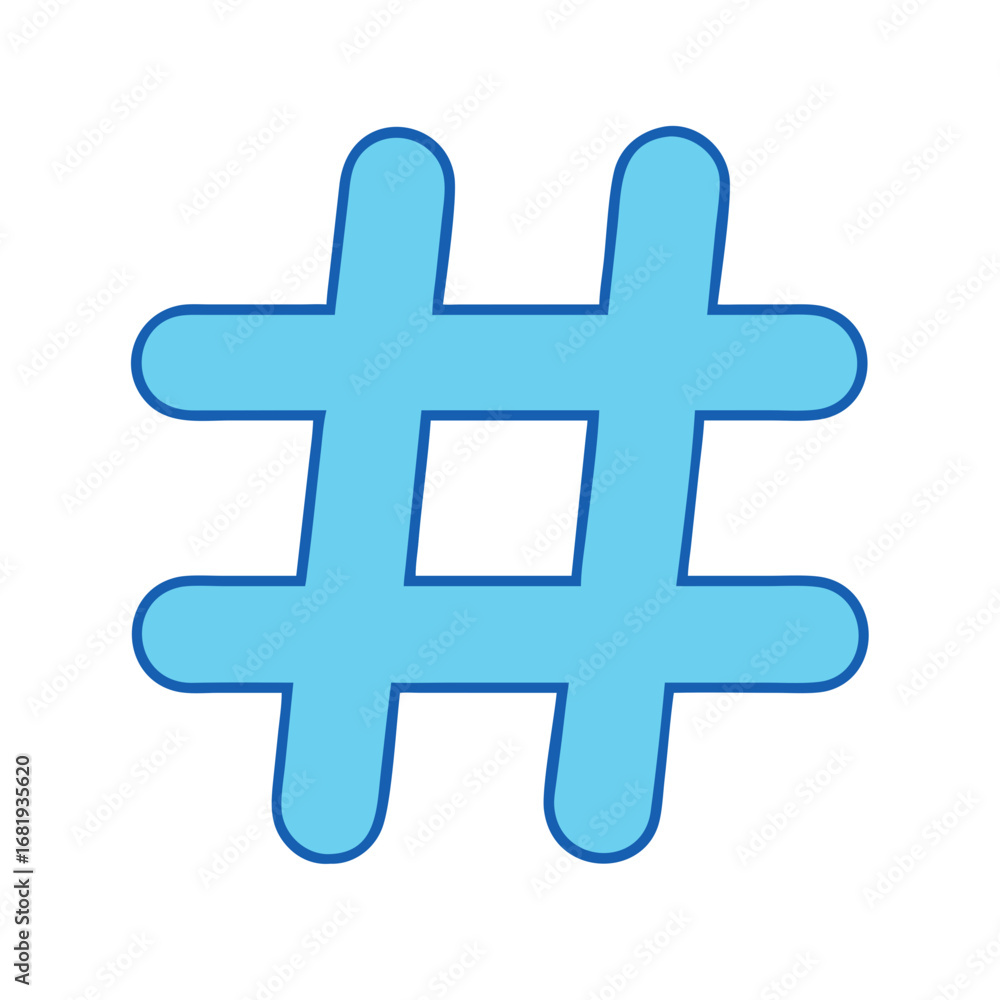Fototapeta premium A captivating light blue hashtag symbol with rounded edges for social media