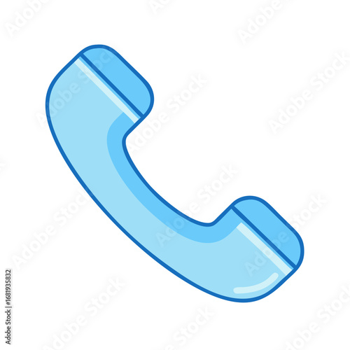 Simple blue telephone receiver icon representing communication and connectivity symbol