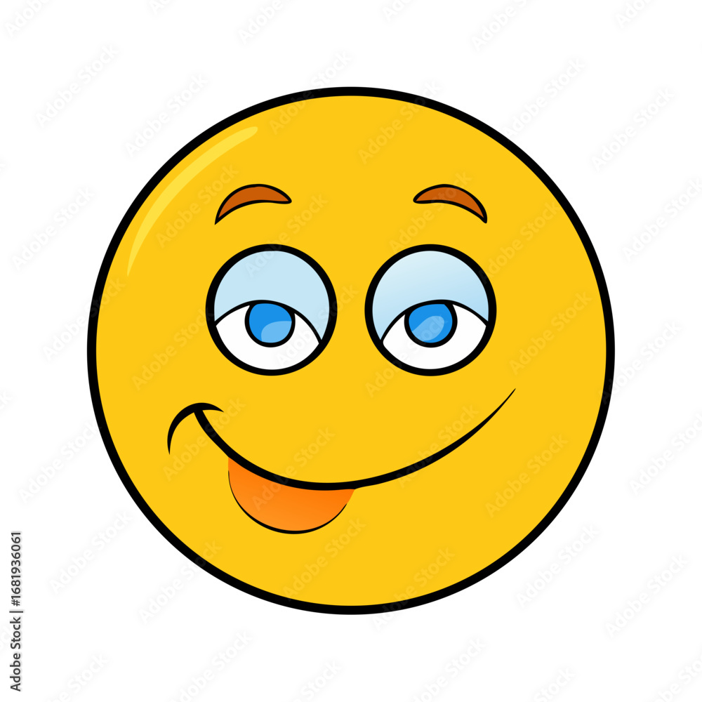 Fototapeta premium A gleeful cartoon emoji featuring a playful expression with a mischievous tongue