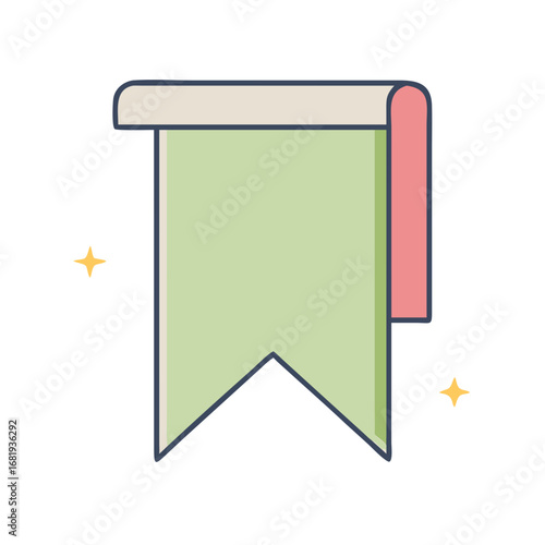 A cute green and pink bookmark with sparkles floating on the sides
