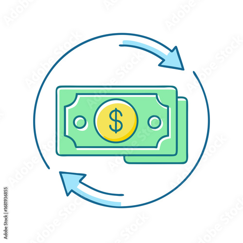 Cashback money return financial concept vector illustration with circular arrows