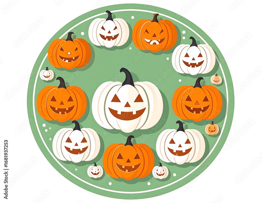 Fototapeta premium Halloween Pumpkins Circle Design