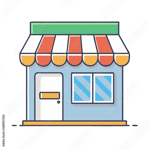 Collection of charming storefront illustrations in various colors and design styles