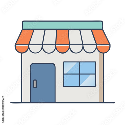 Cute and Whimsical Illustration of a Small Shop or Store Front
