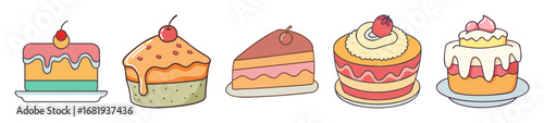 Delightful assortment of cartoon cakes, each uniquely decorated and full of charm