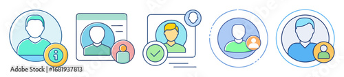 User icon design with multiple variation in color and different application states