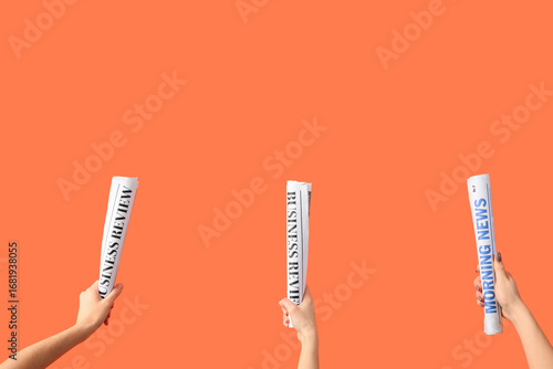 Women with rolled newspaper...