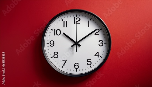 Wallpaper Mural red wall clock with white face and bold black hour markers Torontodigital.ca