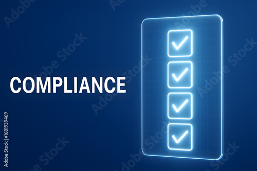 Digital Compliance Visualization with Glowing Symbols for Regulatory Adherence and Reporting